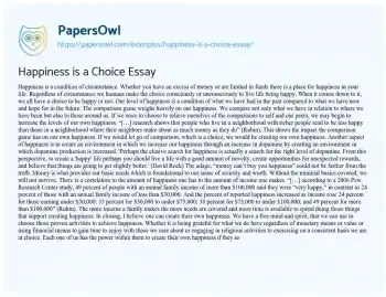 Essay on Happiness is a Choice Essay