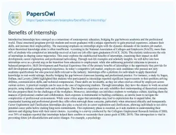 Essay on Benefits of Internship