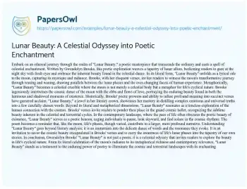 Essay on Lunar Beauty: a Celestial Odyssey into Poetic Enchantment