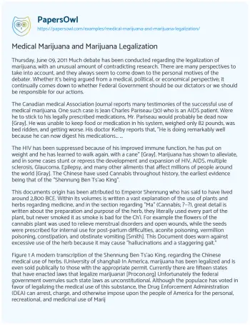 Essay on Medical Marijuana and Marijuana Legalization