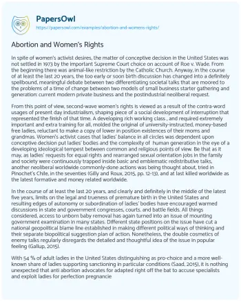 Essay on Abortion and Women’s Rights