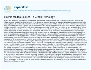 Essay on How is Medea Related to Greek Mythology