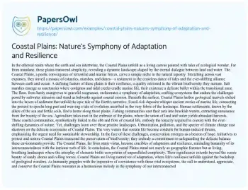 Essay on Coastal Plains: Nature’s Symphony of Adaptation and Resilience