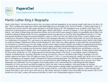 Essay on Martin Luther King Jr Biography