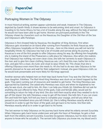 Essay on Portraying Women in the Odyssey