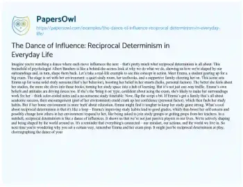 Essay on The Dance of Influence: Reciprocal Determinism in Everyday Life