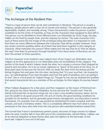 Essay on The Archetype of the Resilient Man