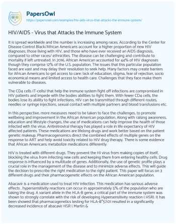 Essay on HIV/AIDS – Virus that Attacks the Immune System