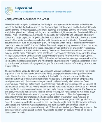 Essay on Conquests of Alexander the Great