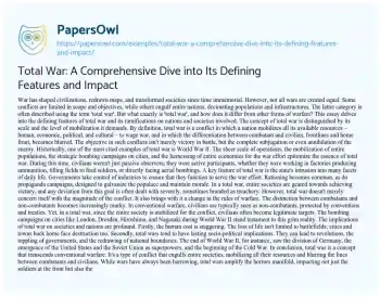 Essay on Total War: a Comprehensive Dive into its Defining Features and Impact