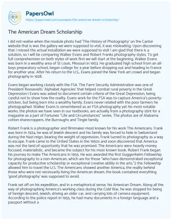 Essay on The American Dream Scholarship