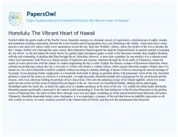 Essay on Honolulu: the Vibrant Heart of Hawaii