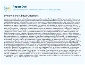 Essay on Evidence and Clinical Questions