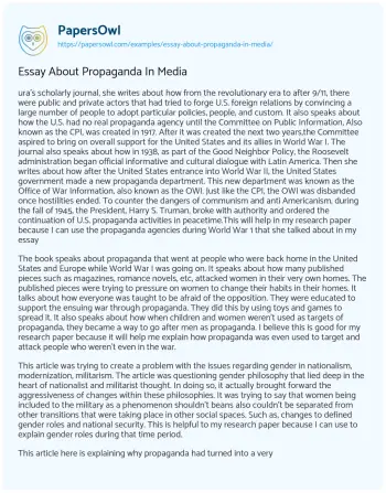 Essay on Essay about Propaganda in Media