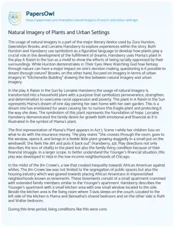 Essay on Natural Imagery of Plants and Urban Settings