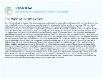 Essay on The Music of the 70s Decade