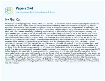 Essay on My First Car