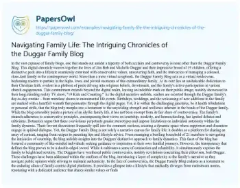 Essay on Navigating Family Life: the Intriguing Chronicles of the Duggar Family Blog