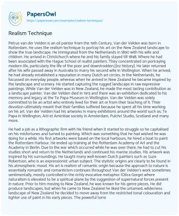 Essay on Realism Technique