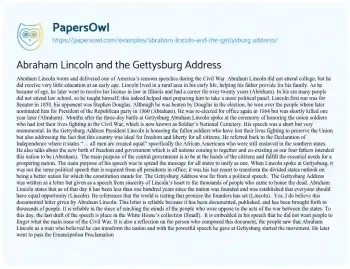 Essay on Abraham Lincoln and the Gettysburg Address