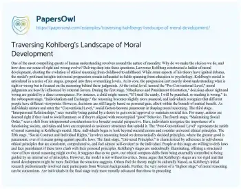 Essay on Traversing Kohlberg’s Landscape of Moral Development