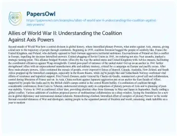 Essay on Allies of World War II: Understanding the Coalition against Axis Powers