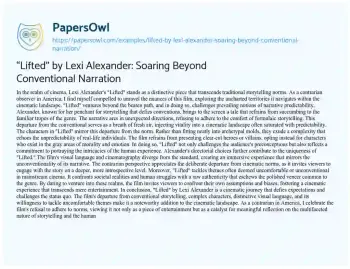 Essay on “Lifted” by Lexi Alexander: Soaring Beyond Conventional Narration