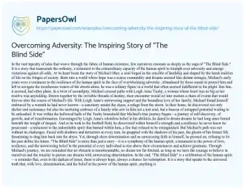 Essay on Overcoming Adversity: the Inspiring Story of “The Blind Side”