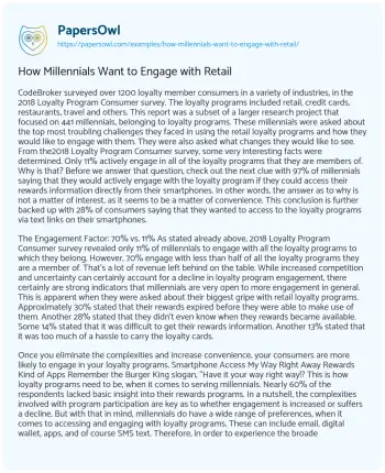 Essay on How Millennials Want to Engage with Retail