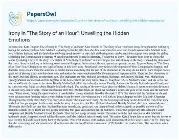 Essay on Irony in “The Story of an Hour”: Unveiling the Hidden Emotions