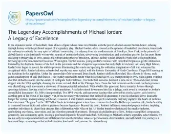 Essay on The Legendary Accomplishments of Michael Jordan: a Legacy of Excellence