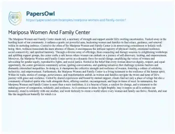 Essay on Mariposa Women and Family Center