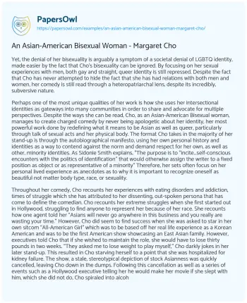 Essay on An Asian-American Bisexual Woman – Margaret Cho