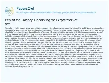 Essay on Behind the Tragedy: Pinpointing the Perpetrators of 9/11