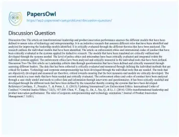 Essay on Discussion Question