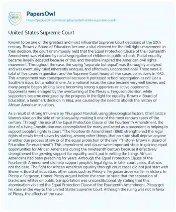 Essay on United States Supreme Court