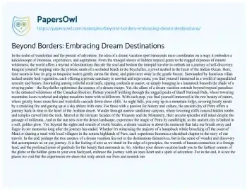 Essay on Beyond Borders: Embracing Dream Destinations