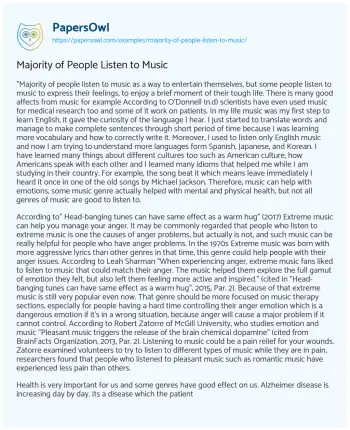 Essay on Majority of People Listen to Music