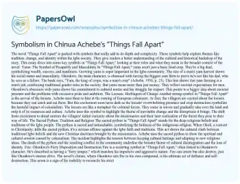 Essay on Symbolism in Chinua Achebe’s “Things Fall Apart”