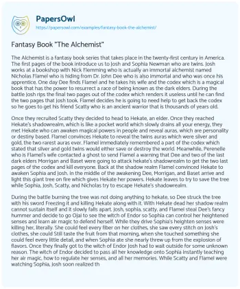 Essay on Fantasy Book “The Alchemist”