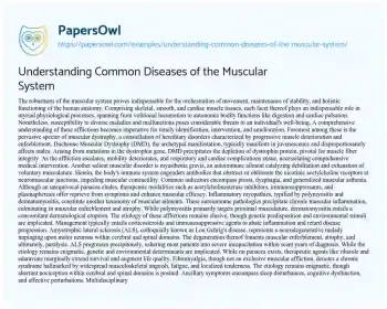 Essay on Understanding Common Diseases of the Muscular System