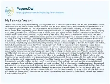 Essay on My Favorite Season