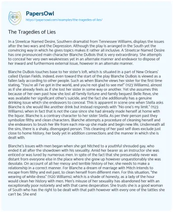 Essay on The Tragedies of Lies