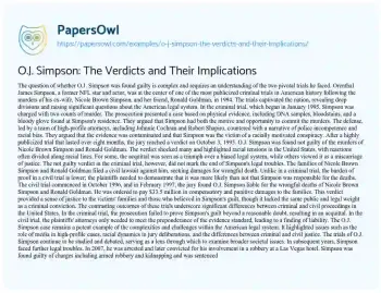 Essay on O.J. Simpson: the Verdicts and their Implications