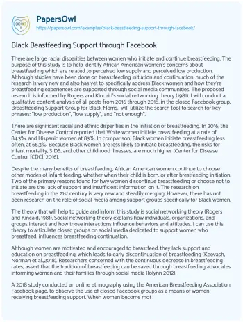 Essay on Black Beastfeeding Support through Facebook