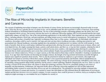 Essay on The Rise of Microchip Implants in Humans: Benefits and Concerns