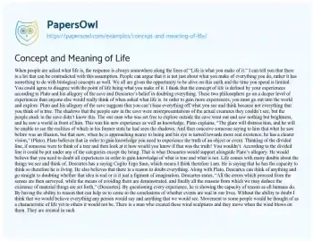 Essay on Concept and Meaning of Life