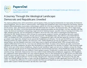 Essay on A Journey through the Ideological Landscape: Democrats and Republicans Unveiled