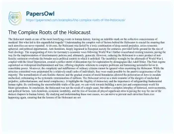 Essay on The Complex Roots of the Holocaust