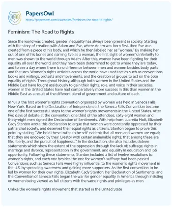 Essay on Feminism: the Road to Rights